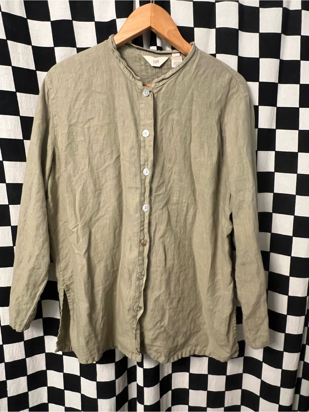 J. Jill Olive Button-Front Linen Shirt